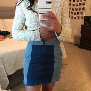 Jean color block skirt